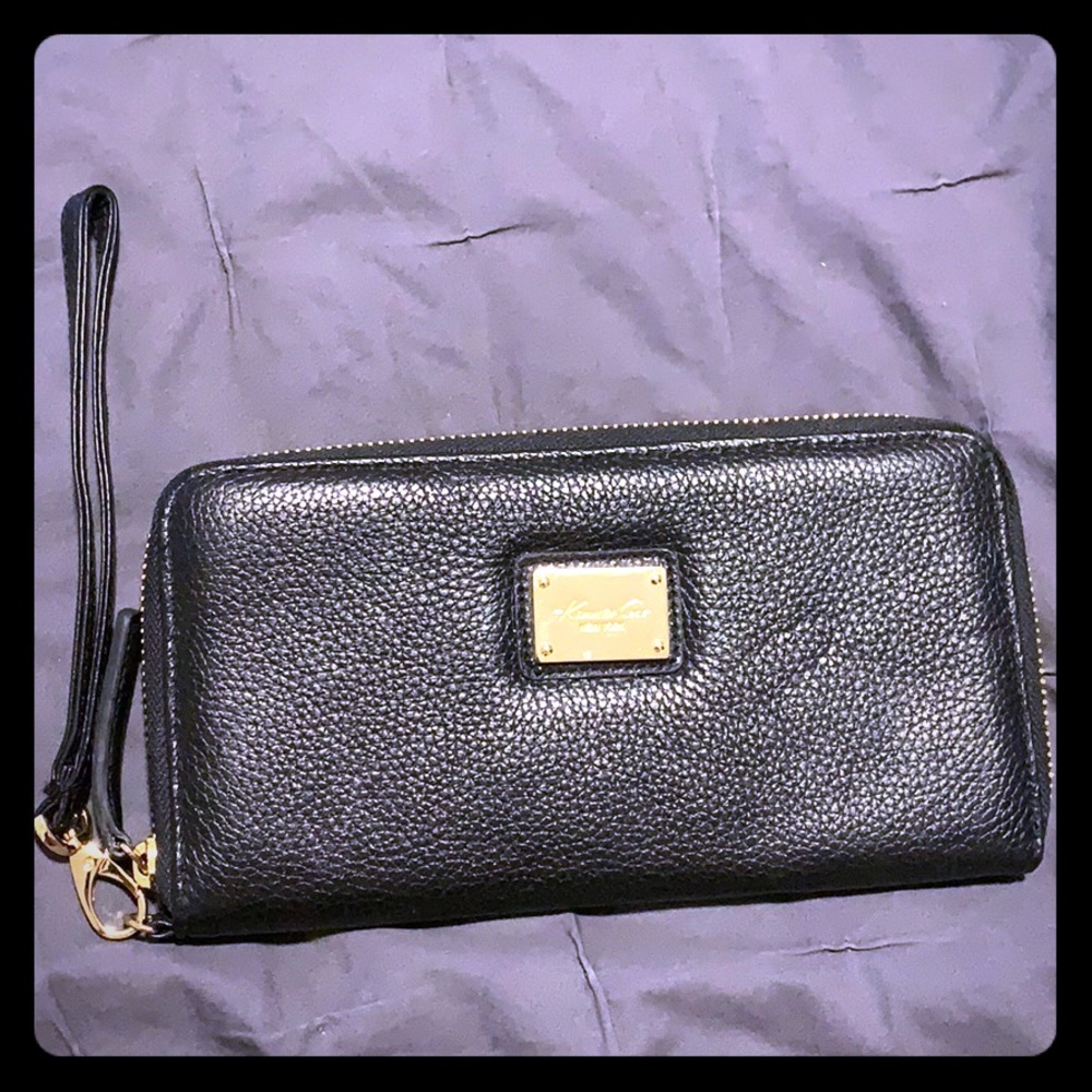 Black leather wristlet
